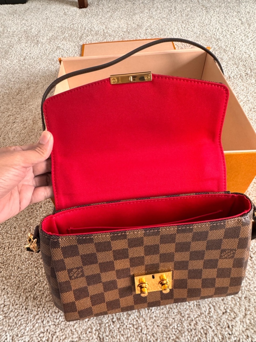 Louis Vuitton Brown Damier Ebene Small Top Handle Satchel with Gold Hardware - Picture 12 of 12